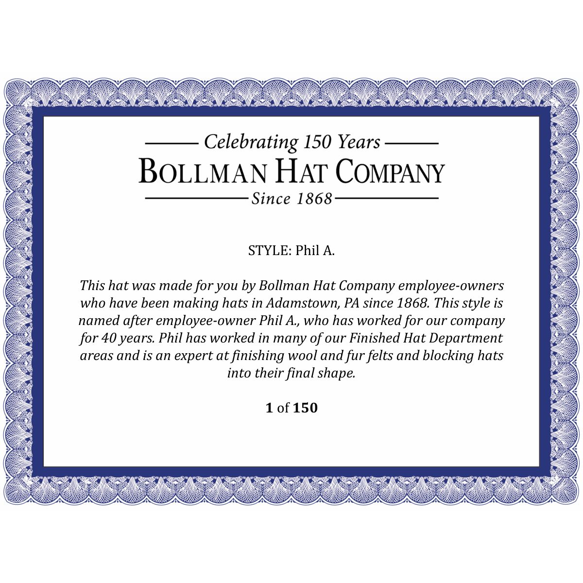 Phil A. Fedora - Bollman Hat Company - Image 3