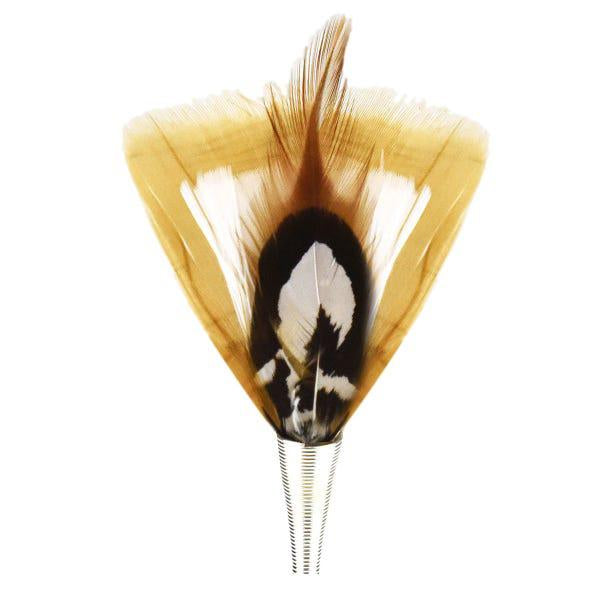 Trimmed & Crowned White & Tan Feather