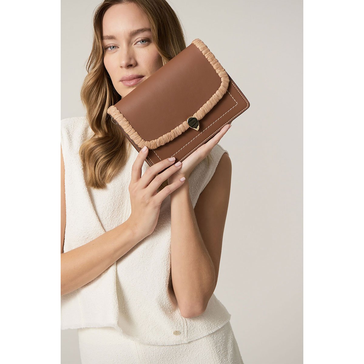 Helen Kaminski Dauphine Crossbody with Raffia Bag