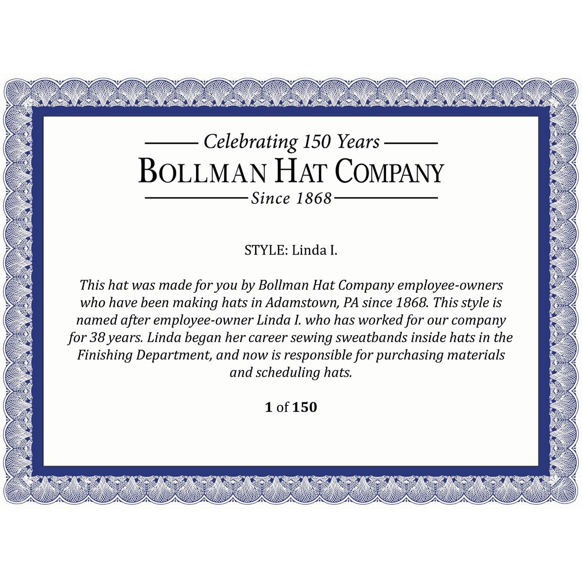 Linda I. Boater - Bollman Hat Company - Image 3