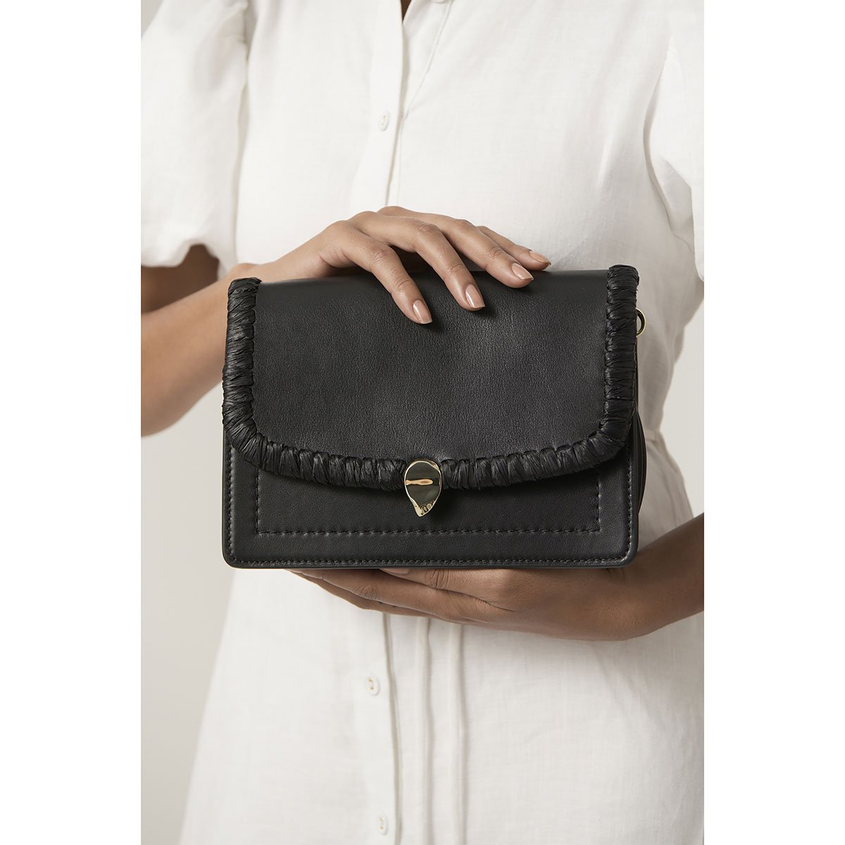 Helen Kaminski Dauphine Crossbody with Raffia Bag